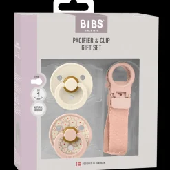 BIBS Colour Pacifier & Loop Clip Gift Set Latex Size 1 Blush