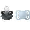 Bibs Supreme Silikone Sutter 2-pak Symmetrisk Iron/Baby Blue