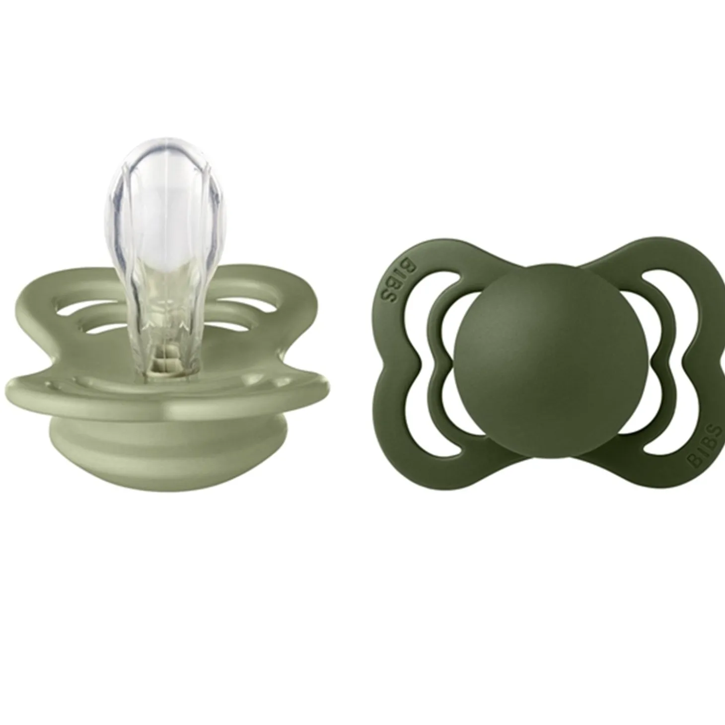 Bibs Supreme Silikone Sutter 2-pak Symmetrisk Sage/Hunter Green