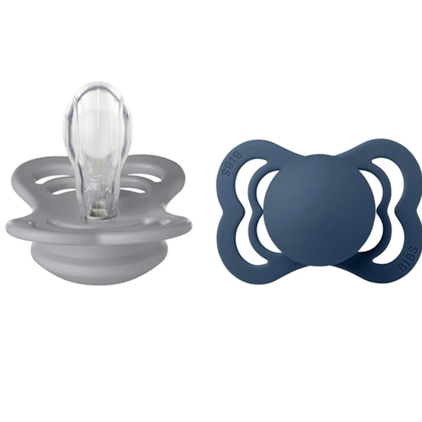 Bibs Supreme Silikone Sutter 2-pak Symmetrisk Cloud/Steel Blue