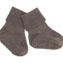 Gobabygo Brown Melange Non-Slip Strømper I Merino Uld