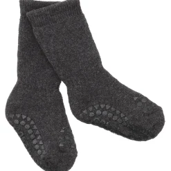 Gobabygo Dark Grey Melange Non-Slip Strømper Organic Terry Bomuld
