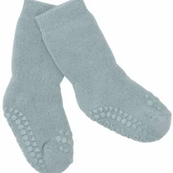 Gobabygo Dusty Blue Non-Slip Strømper Organic Terry Bomuld