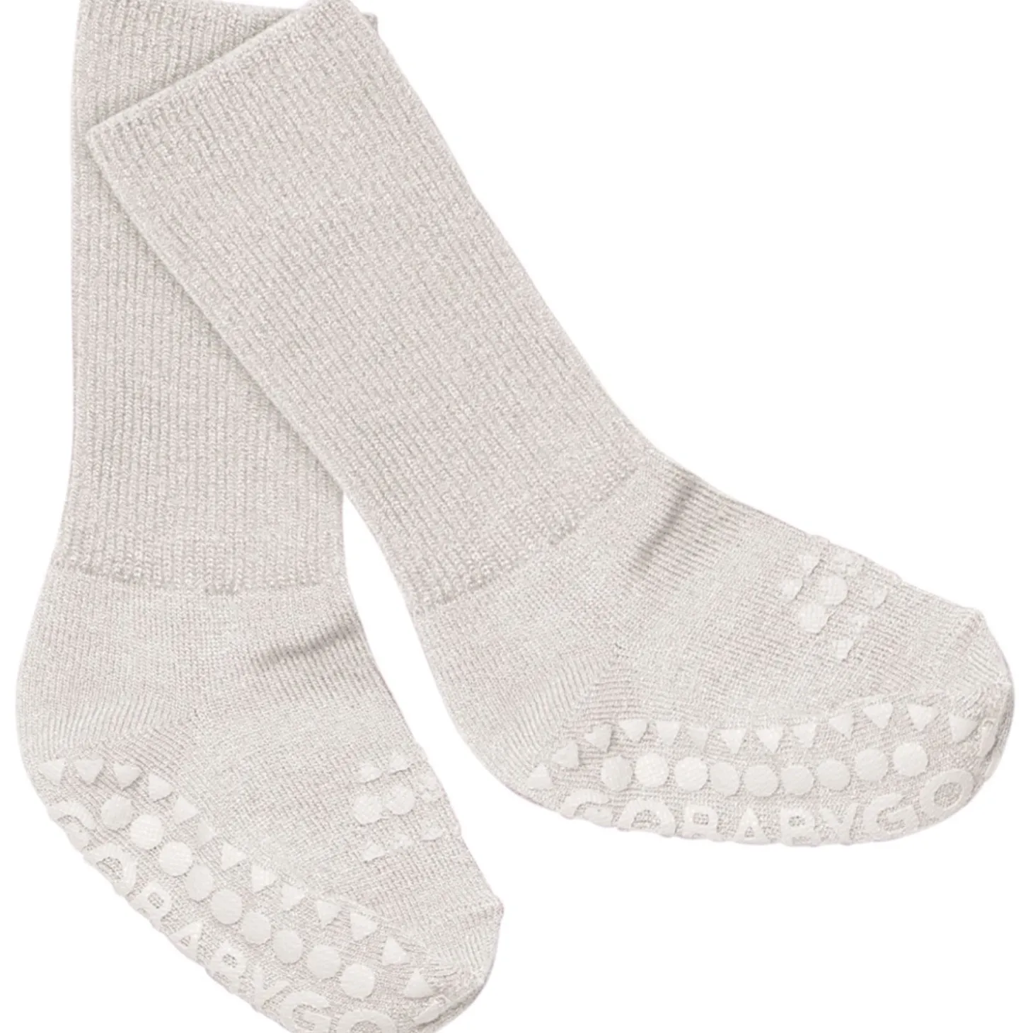 Gobabygo Ivory Glitter (Buttercream) Non-Slip Strømper I Bambus