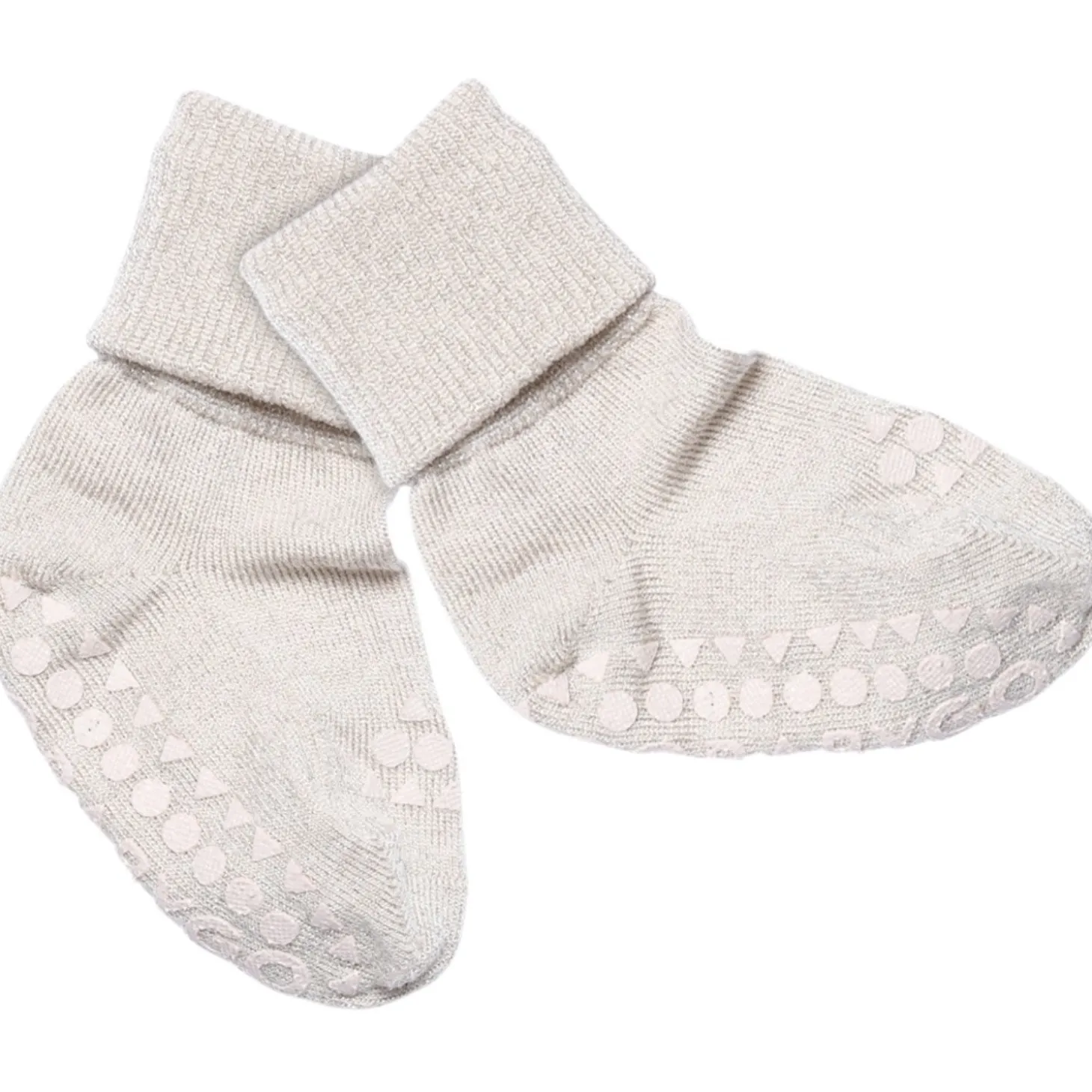 Gobabygo Ivory Glitter (Buttercream) Non-Slip Strømper I Bambus
