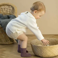 Gobabygo Misty Plum Non-Slip Strømper Bambus