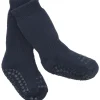 Gobabygo Navy Blue Non-Slip Strømper Organic Terry Bomuld