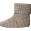 Mp Danmark Light Brown Melange Uld Rib Baby Strømper