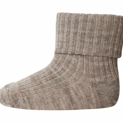 Mp Danmark Light Brown Melange Uld Rib Baby Strømper