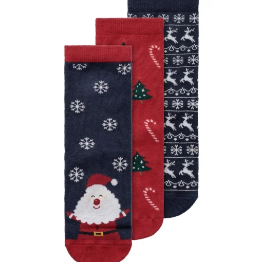 Name It Dark Sapphire Jester Red Richristmas 3-pak Strømper