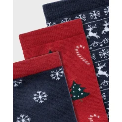 Name It Dark Sapphire Jester Red Richristmas 3-pak Strømper