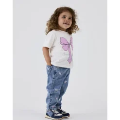 Name It Medium Blue Denim Bows Bella Mom Embroidery Jeans Noos