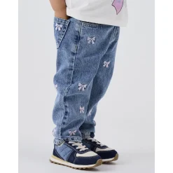 Name It Medium Blue Denim Bows Bella Mom Embroidery Jeans Noos