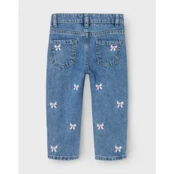 Name It Medium Blue Denim Bows Bella Mom Embroidery Jeans Noos