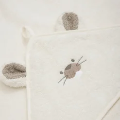 Pippi babyhændklæde med hætte - Egret