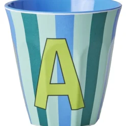 RICE Bluish Stripes Melamin Alfabet Kop