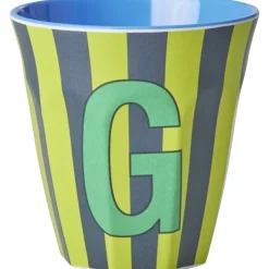 RICE Bluish Stripes Melamin Alfabet Kop