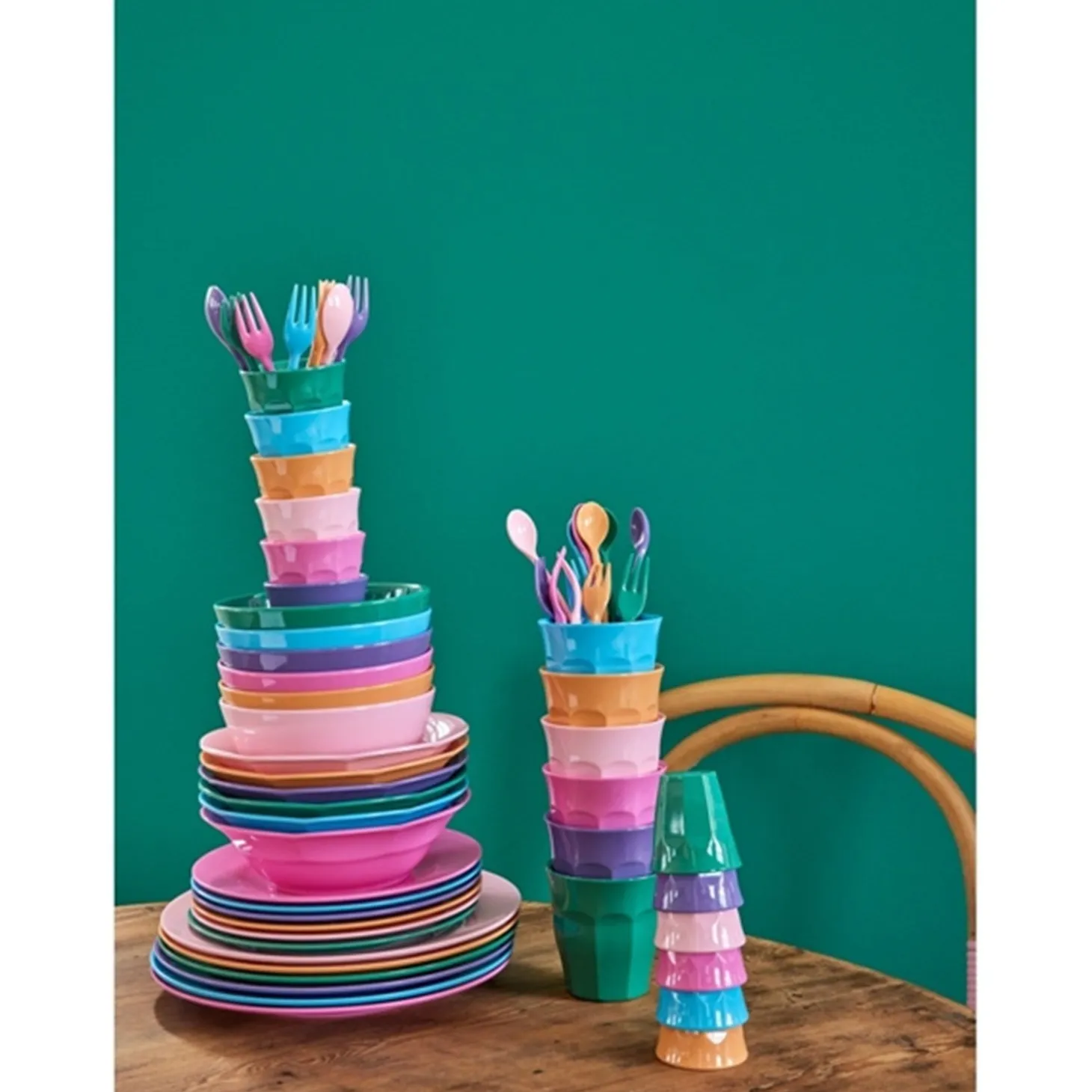 RICE Multicolor Melamin Latteske 6-pak