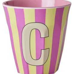 RICE Pinkish Stripes Melamin Alfabet Kop