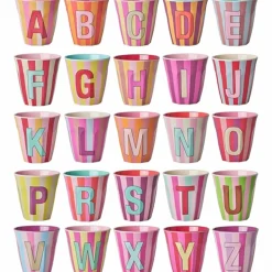 RICE Pinkish Stripes Melamin Alfabet Kop