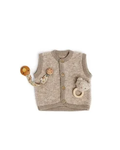 Smallstuff Vest, bouclé uld, natur melange