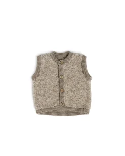 Smallstuff Vest, bouclé uld, natur melange
